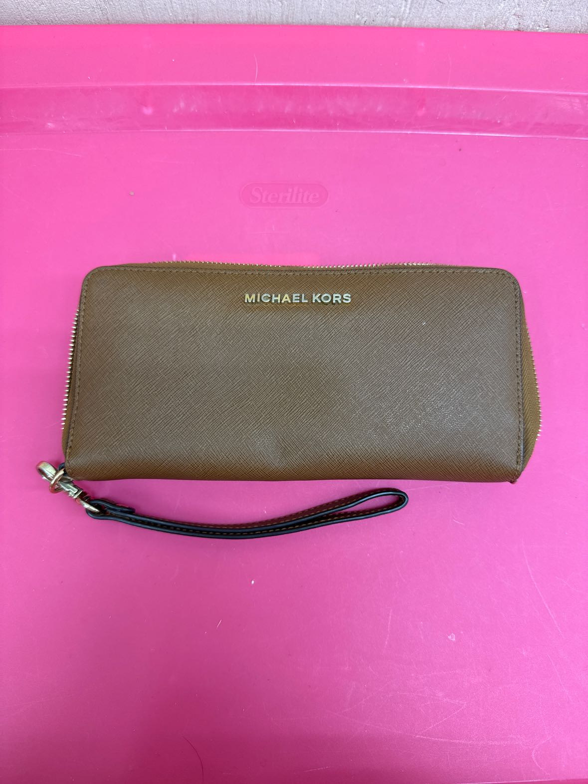 Michael Kors Brown Leather Wristlet