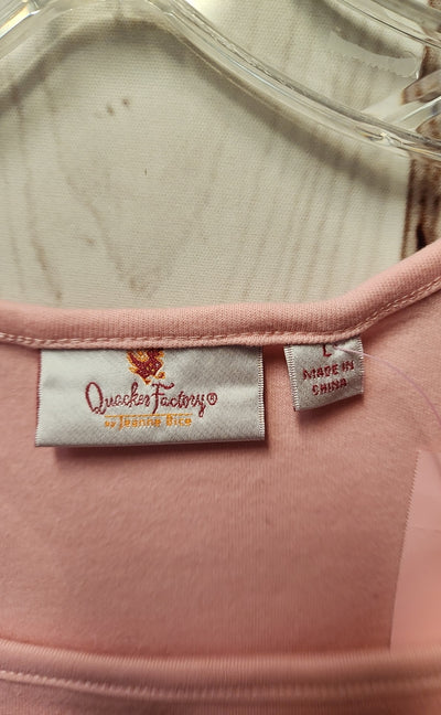 Quacker Factory Women's Size L Pink Rhinestone Short Sleeve Top
