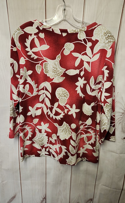 Karen Scott Women's Size L Red Floral 3/4 Sleeve Top