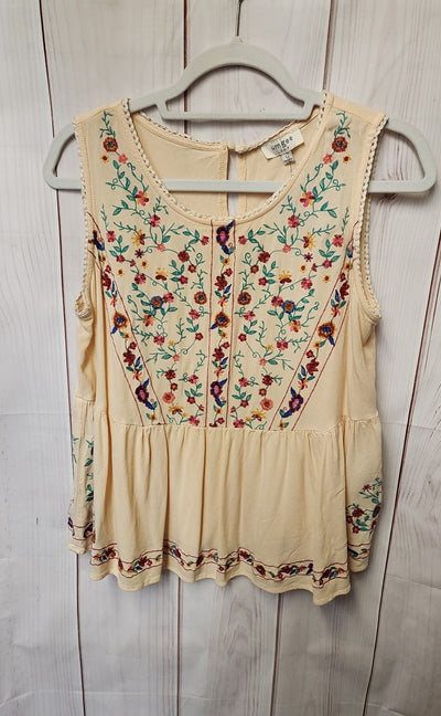 Umgee Women's Size L Beige Floral Sleeveless Top
