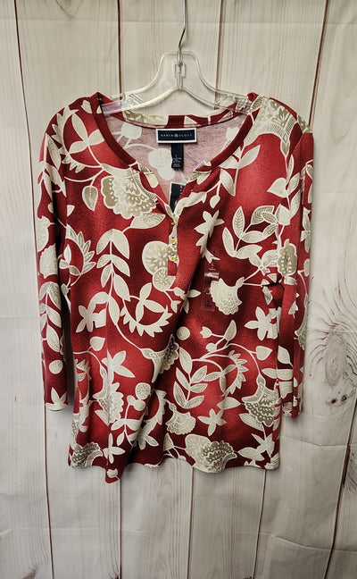 Karen Scott Women's Size L Red Floral 3/4 Sleeve Top