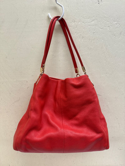 Coach Madison Phoebe F34495 Coral Orange Pebbled Leather Shoulder Bag Purse