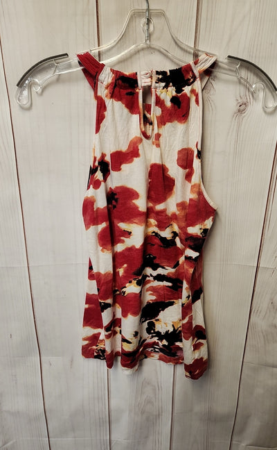 Ann Taylor Women's Size S White & Pink Floral Sleeveless Top