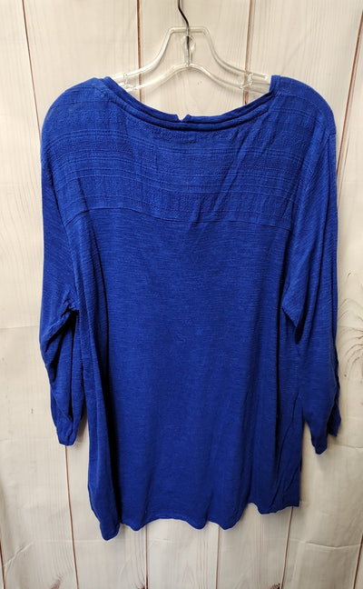 Cable & Gauge Women's Size 1X Blue 3/4 Sleeve Top