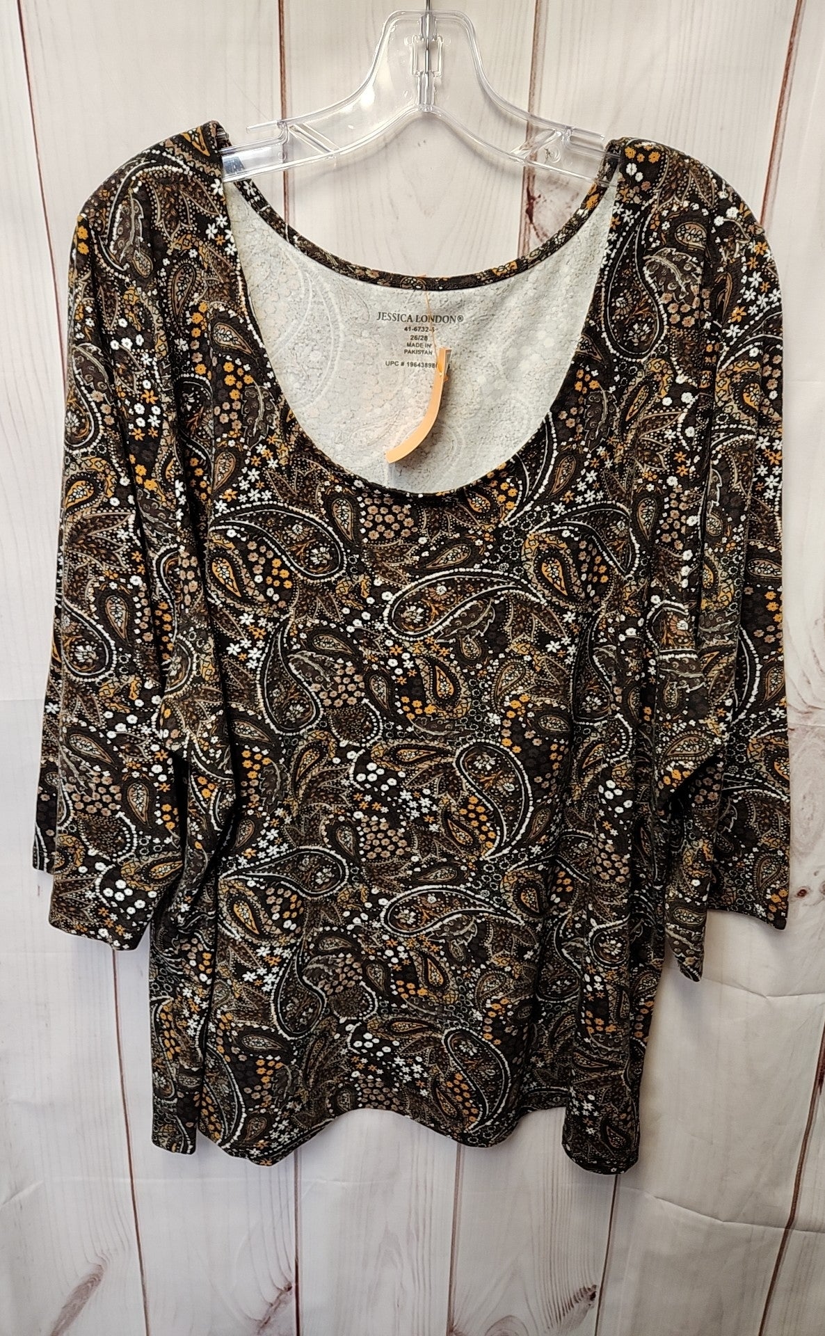 Jessica London Women's Size 26/28 Brown 3/4 Sleeve Top