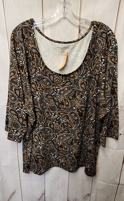 Jessica London Women's Size 26/28 Brown 3/4 Sleeve Top