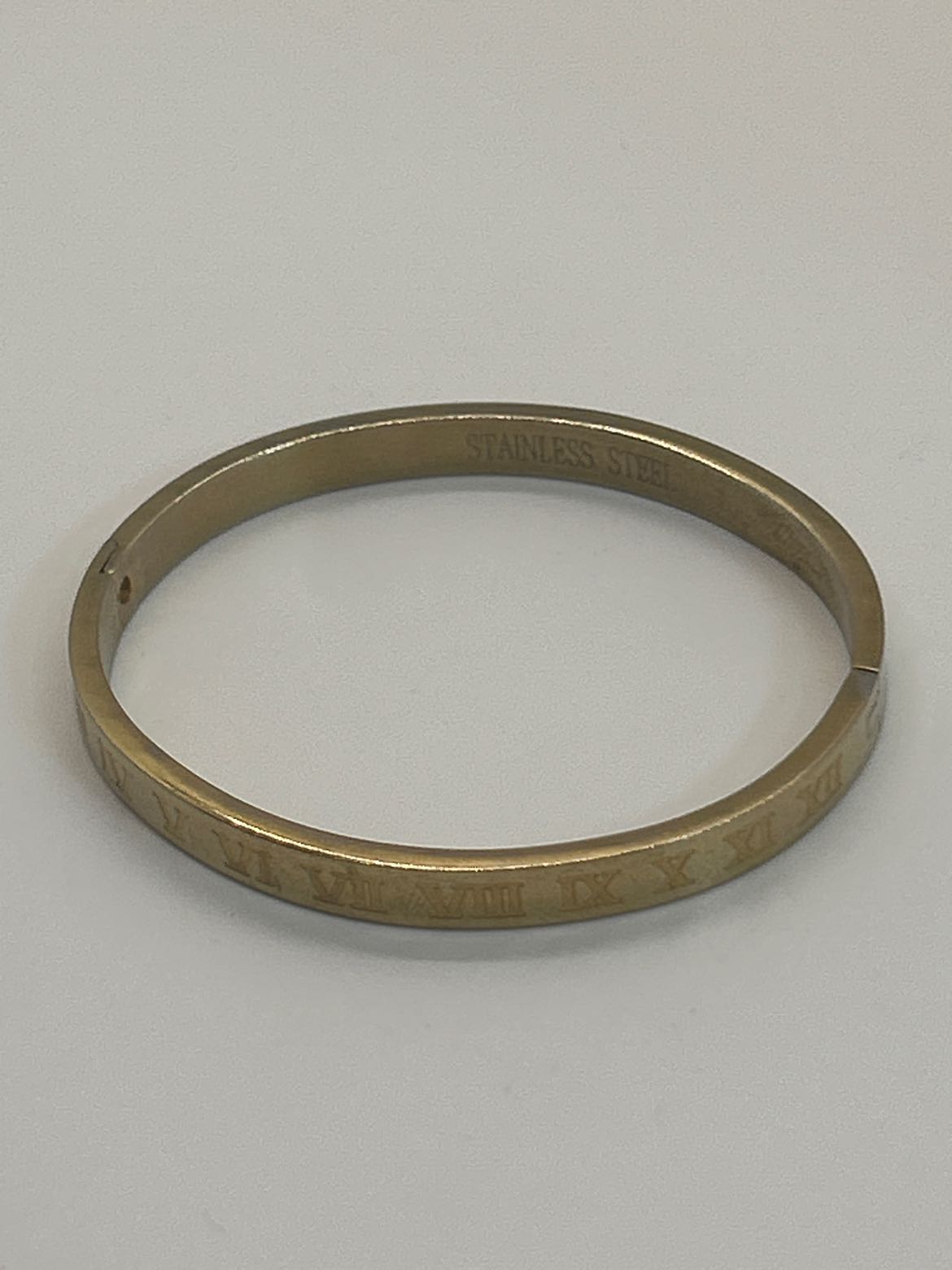 Roman Number Numerals Gold Bracelet Bangle