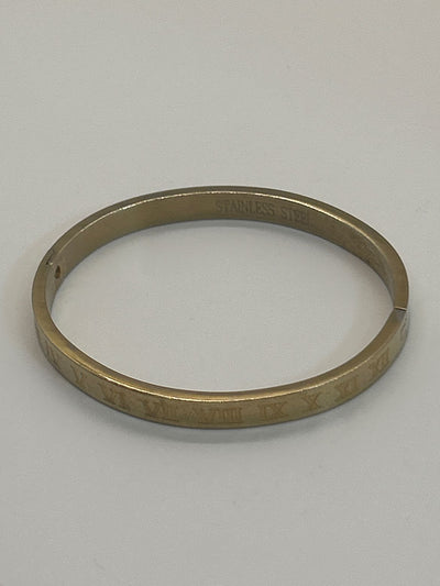 Roman Number Numerals Gold Bracelet Bangle
