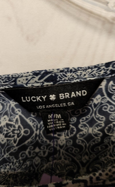 Lucky Brand Women's Size M Navy Short Sleeve Top