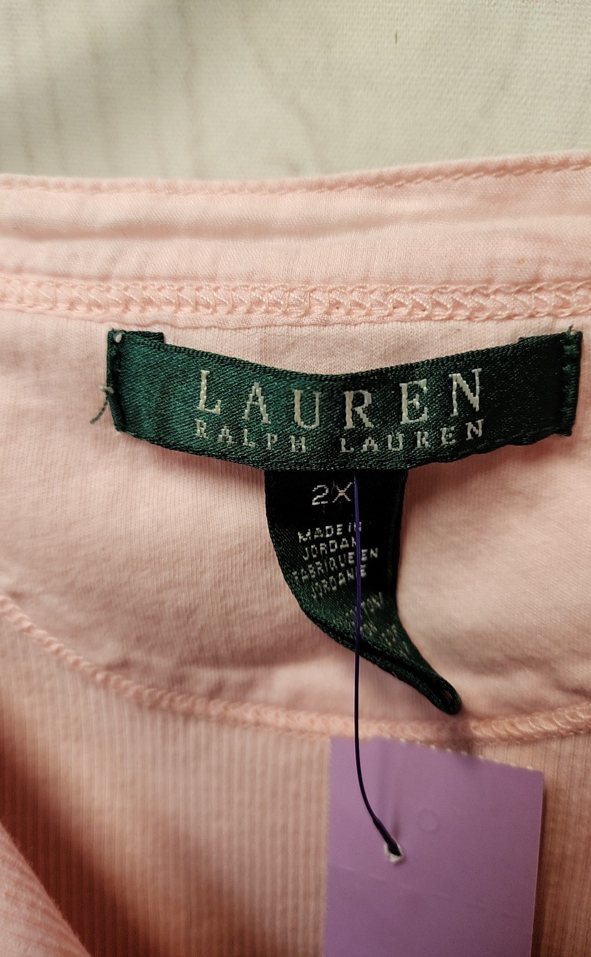 Lauren by Ralph Lauren Women's Size 2X Pale Pink 3/4 Sleeve Top