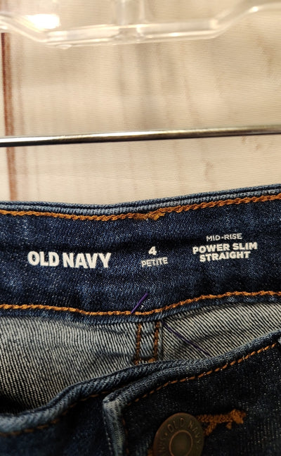 Old Navy Women's Size 27 (3-4) Petite Blue Jeans Mid Rise Power Slim Straight
