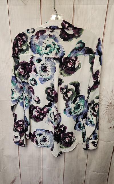 Express Women's Size M White Floral Long Sleeve Top