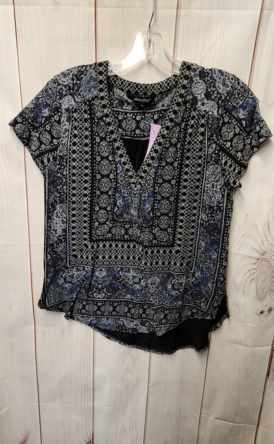 Lucky Brand Women's Size M Gray & Blue Short Sleeve Top
