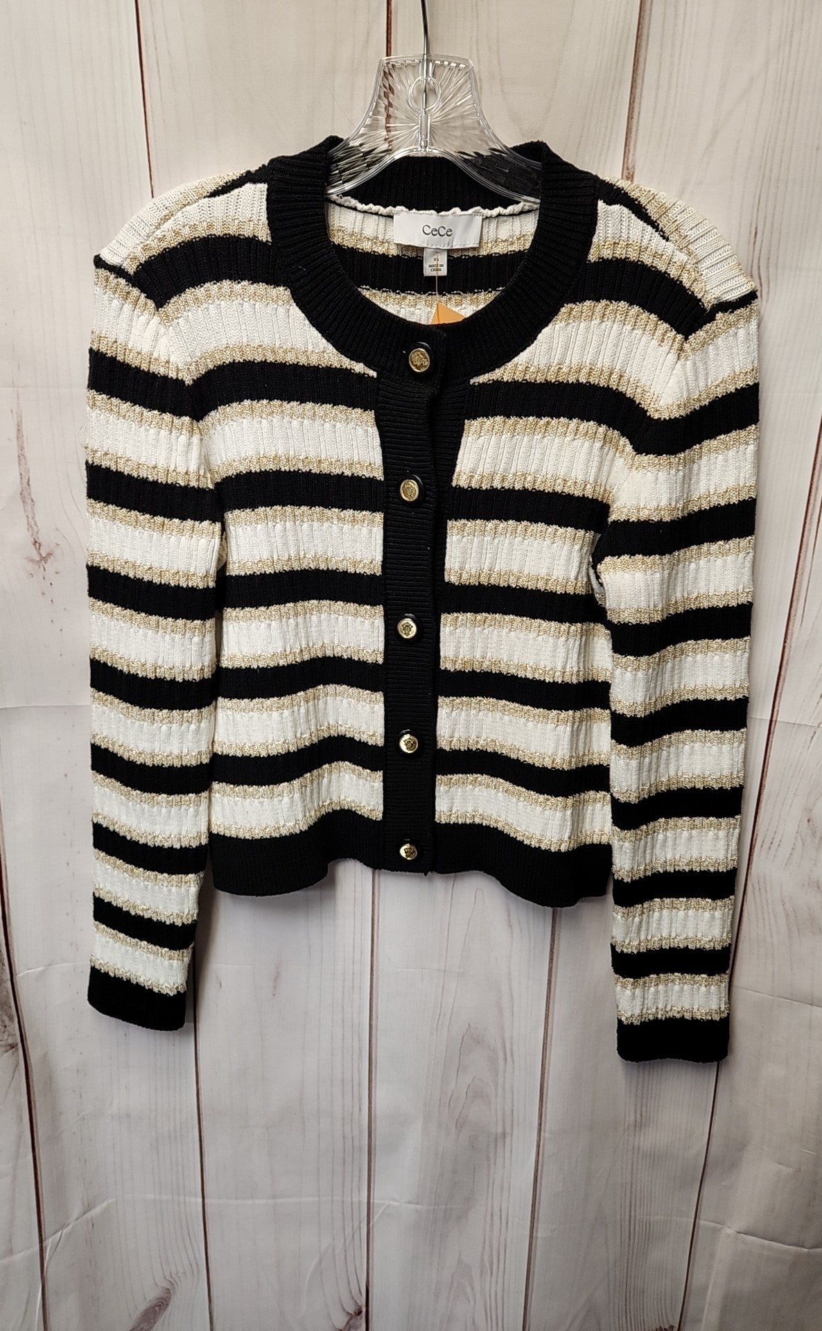 Cece Women's Size XS White & Black Cardigan