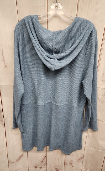 J Jill Women's Size XL Blue Hooded Long Sleeve Top