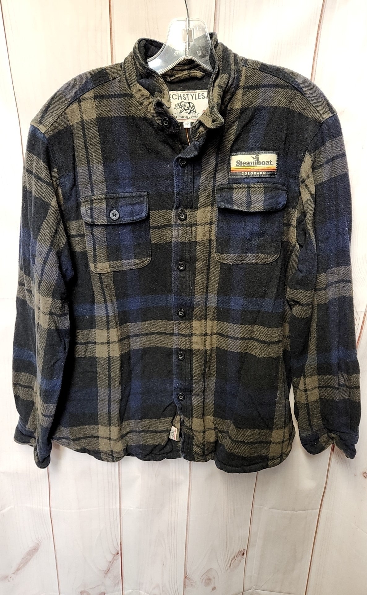 Techstyles Men's Size S Gray & Blue Shacket