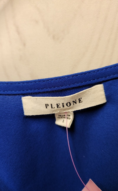 Pleione Women's Size L Blue Short Sleeve Top
