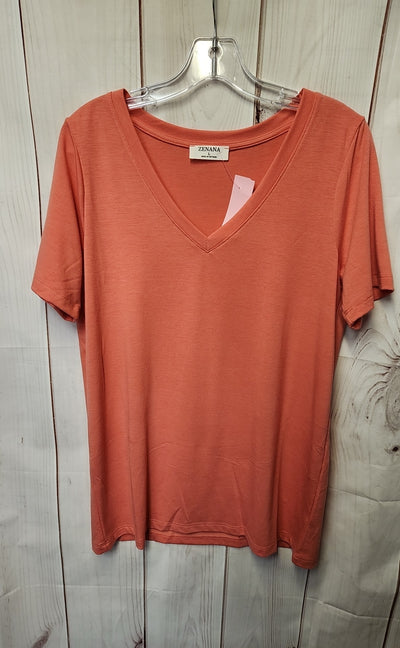 Zenana Women's Size L Pink Short Sleeve Top