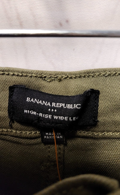Banana Republic Women's Size 26 (1-2) Olive Green Jeans High Rise Wide Leg