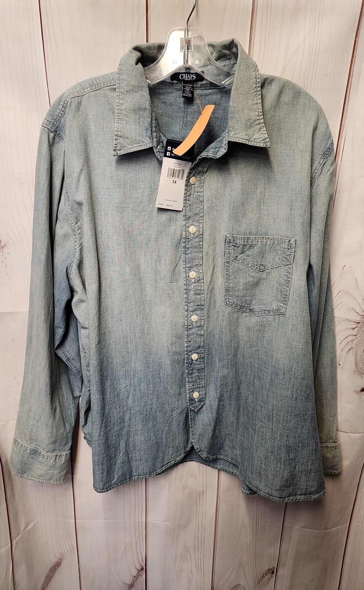 NWT Chaps Women's Size 3X Blue Long Sleeve Top