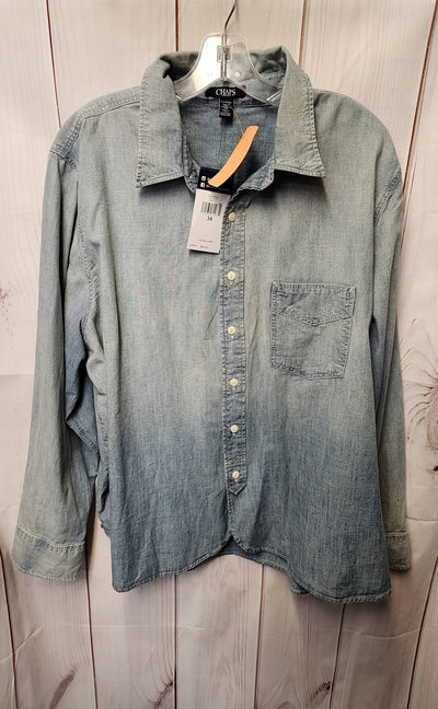 NWT Chaps Women's Size 3X Blue Long Sleeve Top
