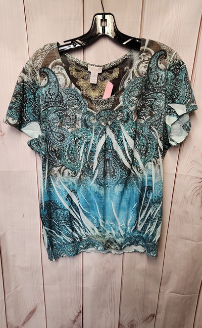 Chico's Women's Size 3 = US XL Green Short Sleeve Top