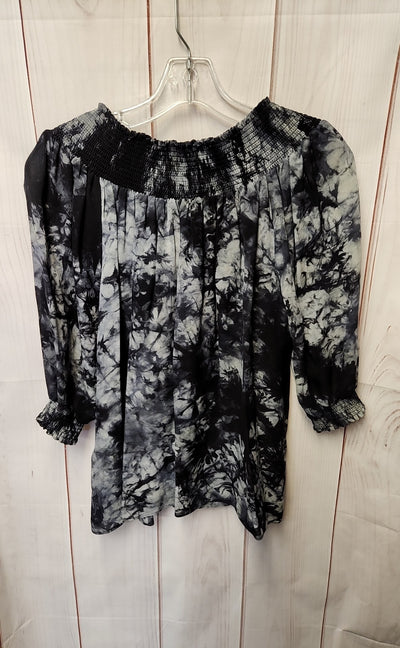 Alice & Olivia Women's Size M Gray Silk 3/4 Sleeve Top