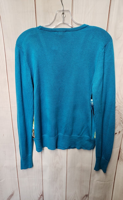 Talbots Women's Size M Blue Floral Cardigan