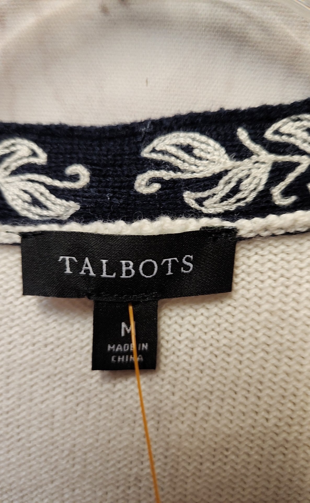 Talbots Women's Size M White & Black Floral Cardigan