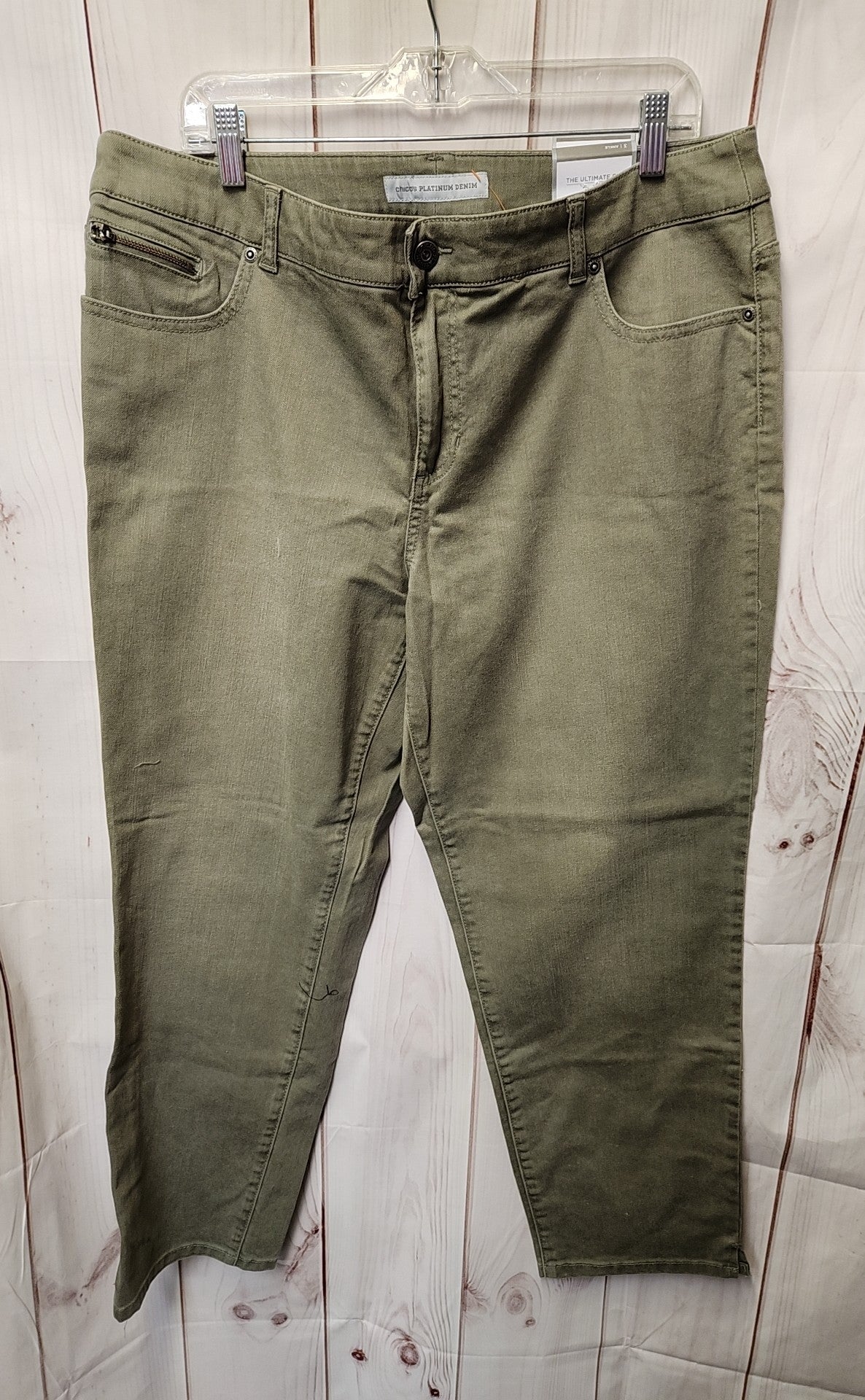 NWT Chico's Women's Size 3 = US 16 Green Pants Ankle