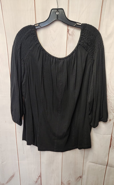 Lauren by Ralph Lauren Women's Size 2X Black 3/4 Sleeve Top