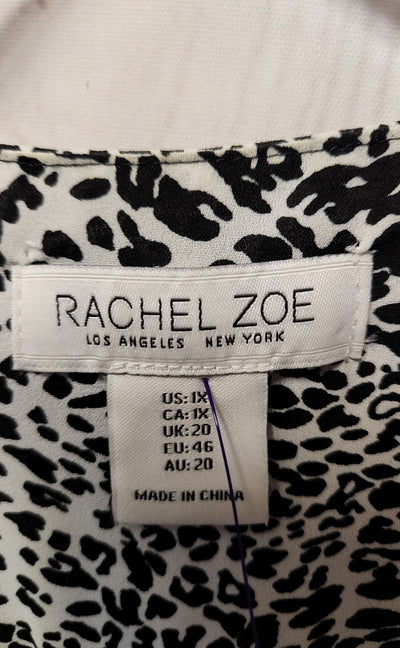Rachel Zoe Women's Size 1X White & Black Animal Print Sleeveless Top
