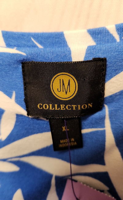 JM Collection Women's Size XL Blue Short Sleeve Top