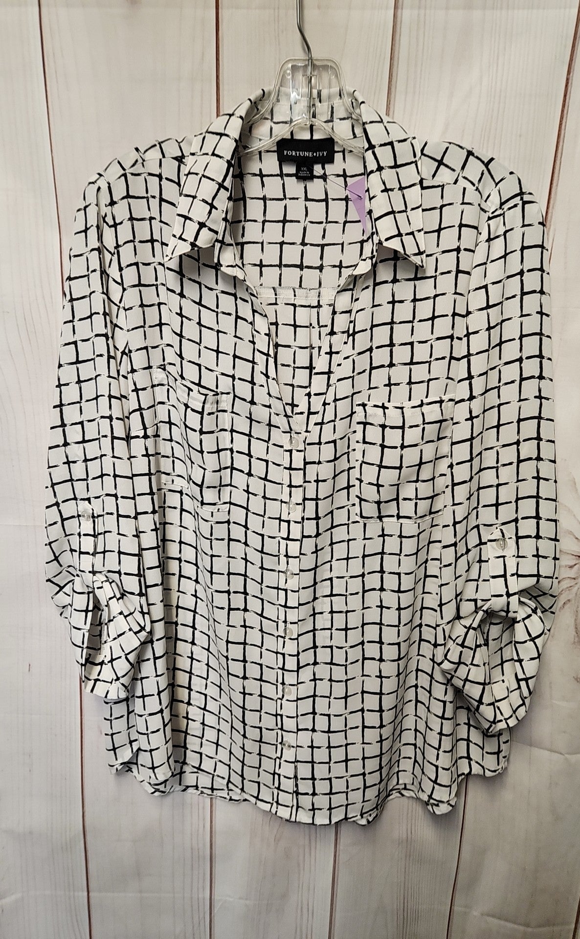 Fortune & Ivy Women's Size XXL White Long Sleeve Top