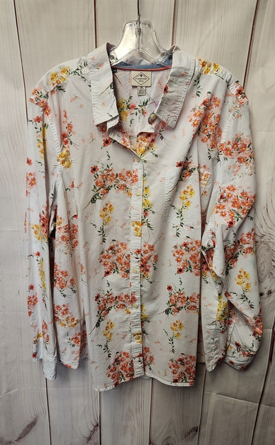 St Johns Bay Women's Size 3X White Floral Long Sleeve Top