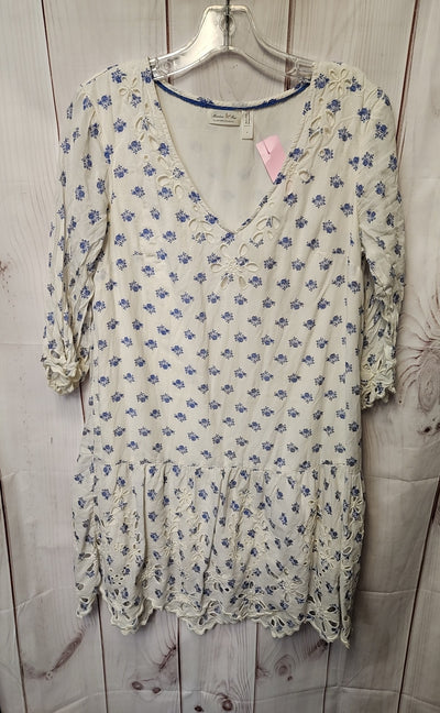 Meadow Rue by Anthropologie Women's Size S White & Blue Floral Dress
