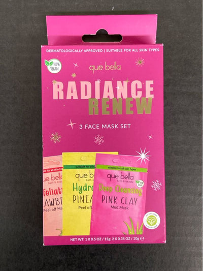 NIB Que Bella Radiance Renew 3 Face Mask Set Cosmetic