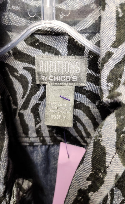 Chico's Women's Size L Gray Animal Print Jacket
