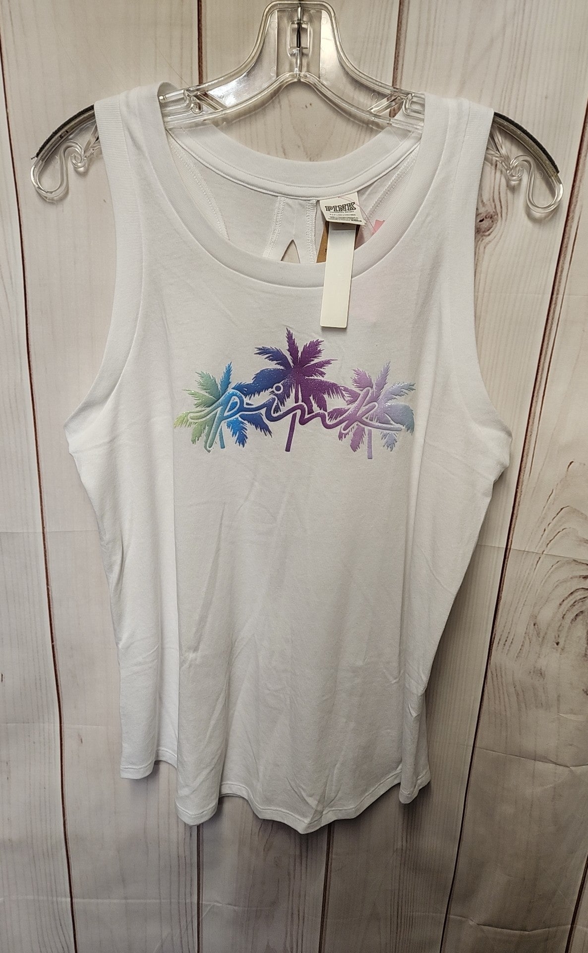 NWT Pink Women's Size S White Sleeveless Top
