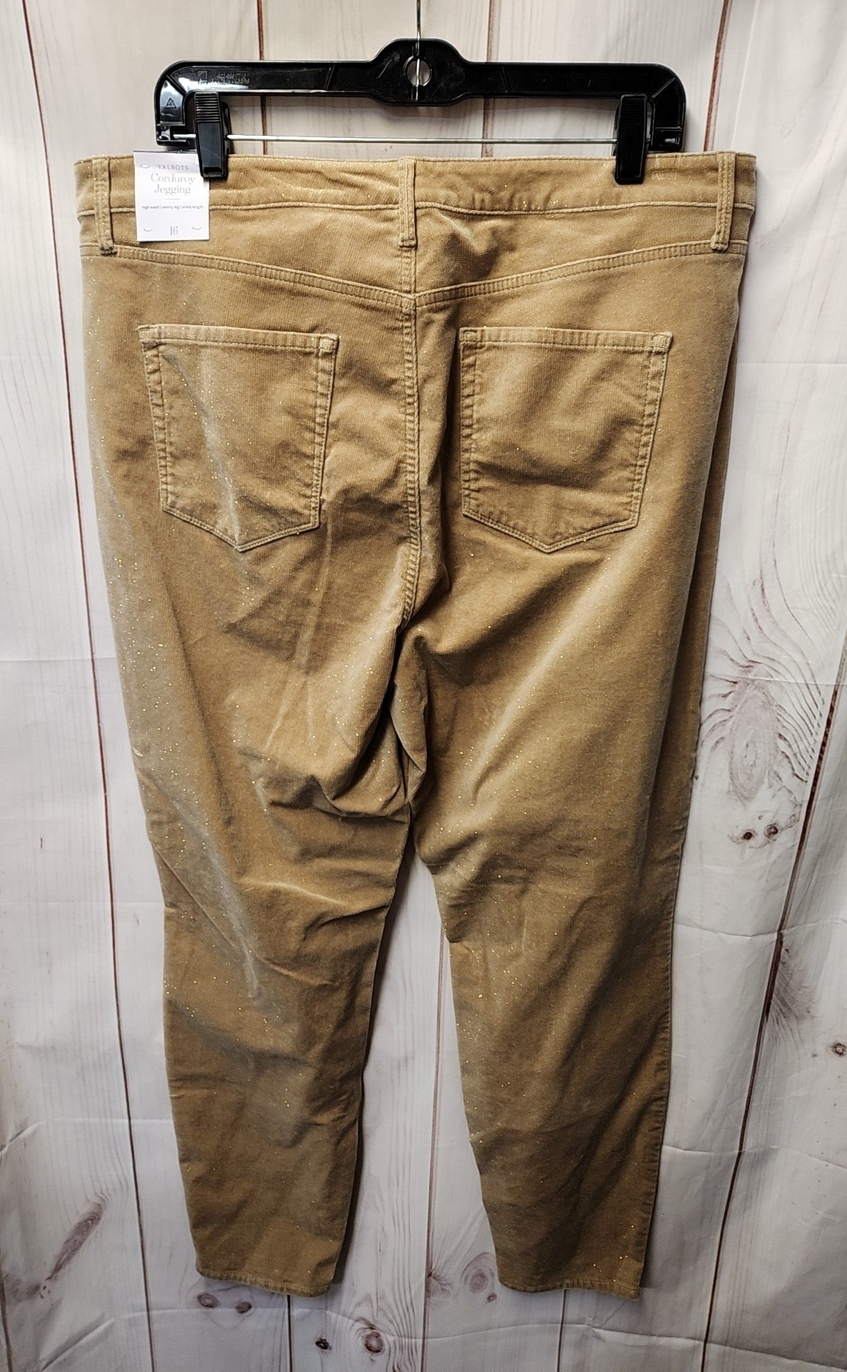 Talbots Women's Size 16 Tan Corduroy Glitter Pants Courduroy Jegging
