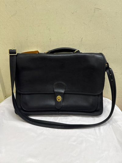VTG Coach 5180 Metropolitan Black Leather Messenger Laptop Briefcase