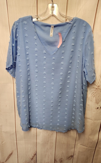 Zenana Women's Size L Light Blue Short Sleeve Top