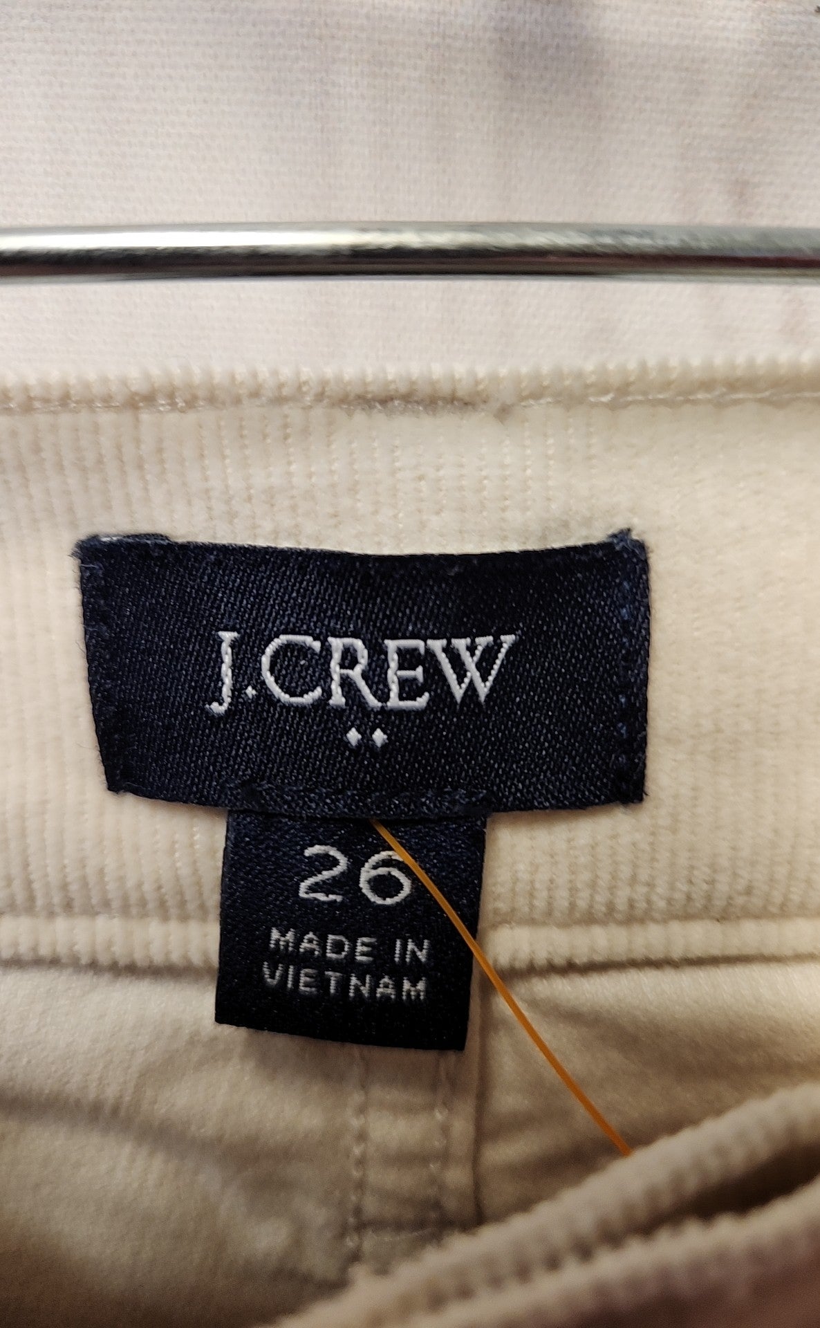 J Crew Women's Size 26 (1-2) White Corduroy Pants