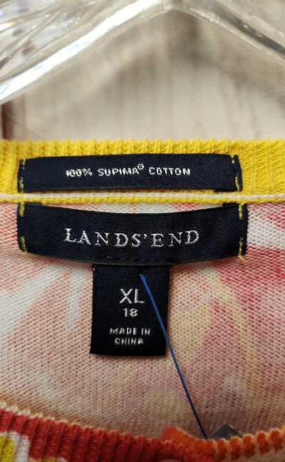 Lands End Women's Size XL Pink Floral Cardigan