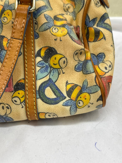 VTG Dooney & Bourke Busy Bee Beige Shoulder Purse Bag AS IS - discoloration