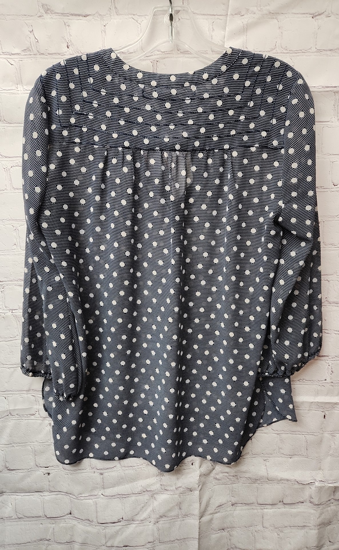 Max Studio Women's Size S Blue Polka Dot 3/4 Sleeve Top