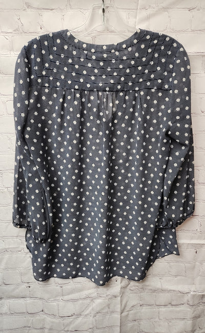 Max Studio Women's Size S Blue Polka Dot 3/4 Sleeve Top