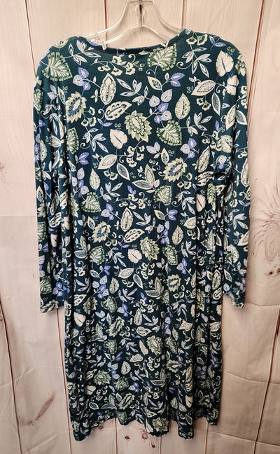 Lands End Women's Size L Blue Floral Dress