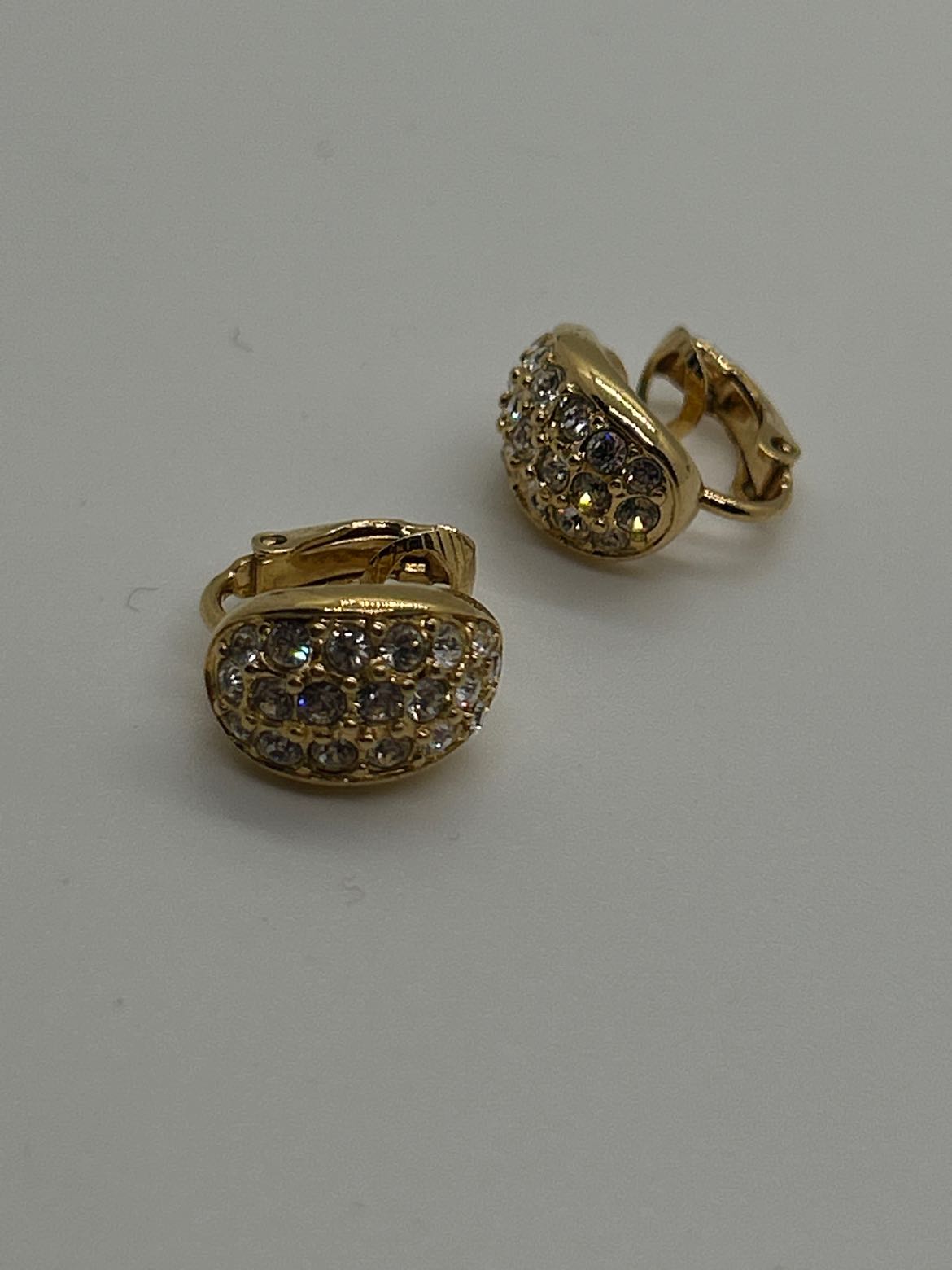 Swarovski Gold Crystal Clip Swan Earrings