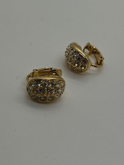Swarovski Gold Crystal Clip Swan Earrings